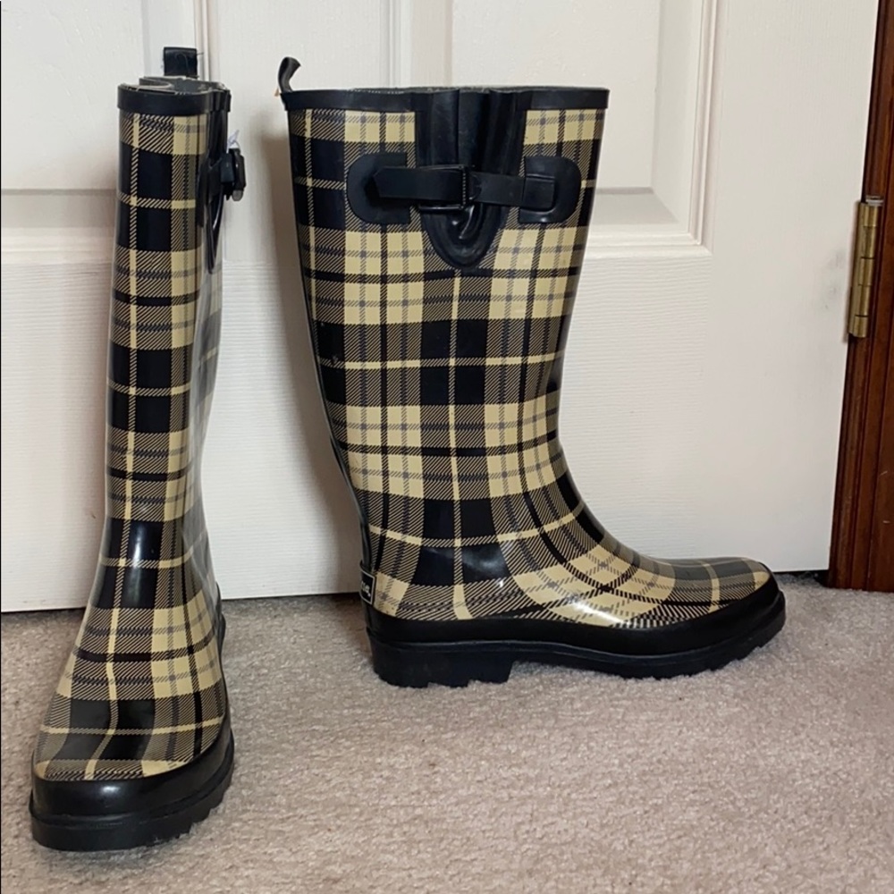 Plaid Rubber Rain Boots
